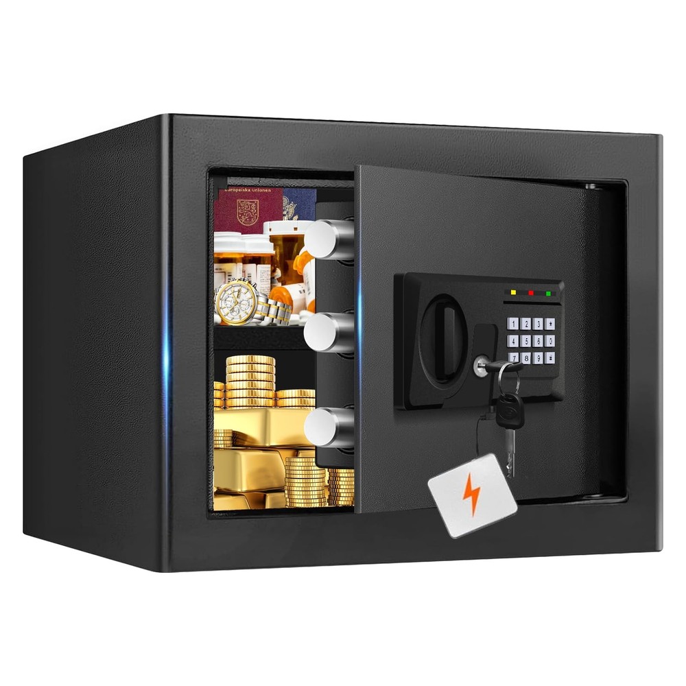 1.3 Cub Small Fireproof Safe for Home, Fire Box with CUFT, Black