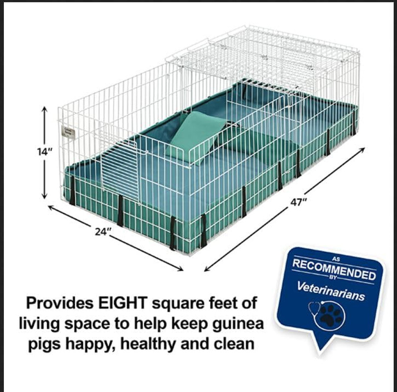 Guinea Habitat plus Cage, Includes Divider Panel and Hinged Top, Washable PVC Ca