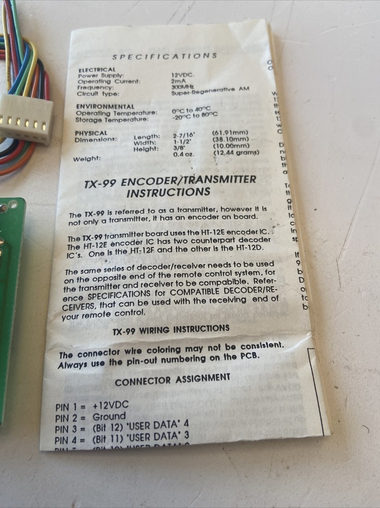 Ming Engineering TX-99 v3.0 300MHz AM RF Encoder Transmitter - NOS #K