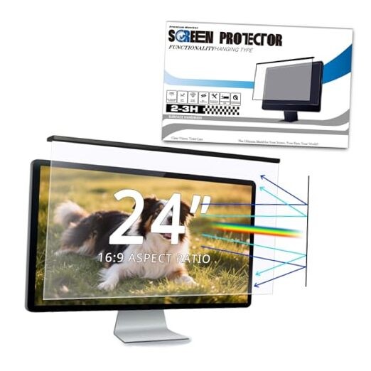 Blue Light Blocking Screen Protector for 24" 16:9 Computer Monitors, Removable