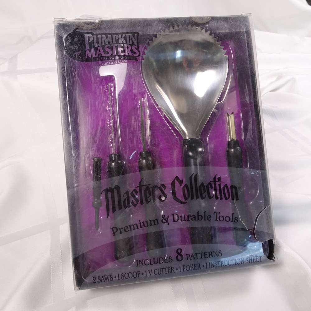 Pumpkin Masters Carving Kit Set 5 Tools 8 Patterns Stainless Steel Masters