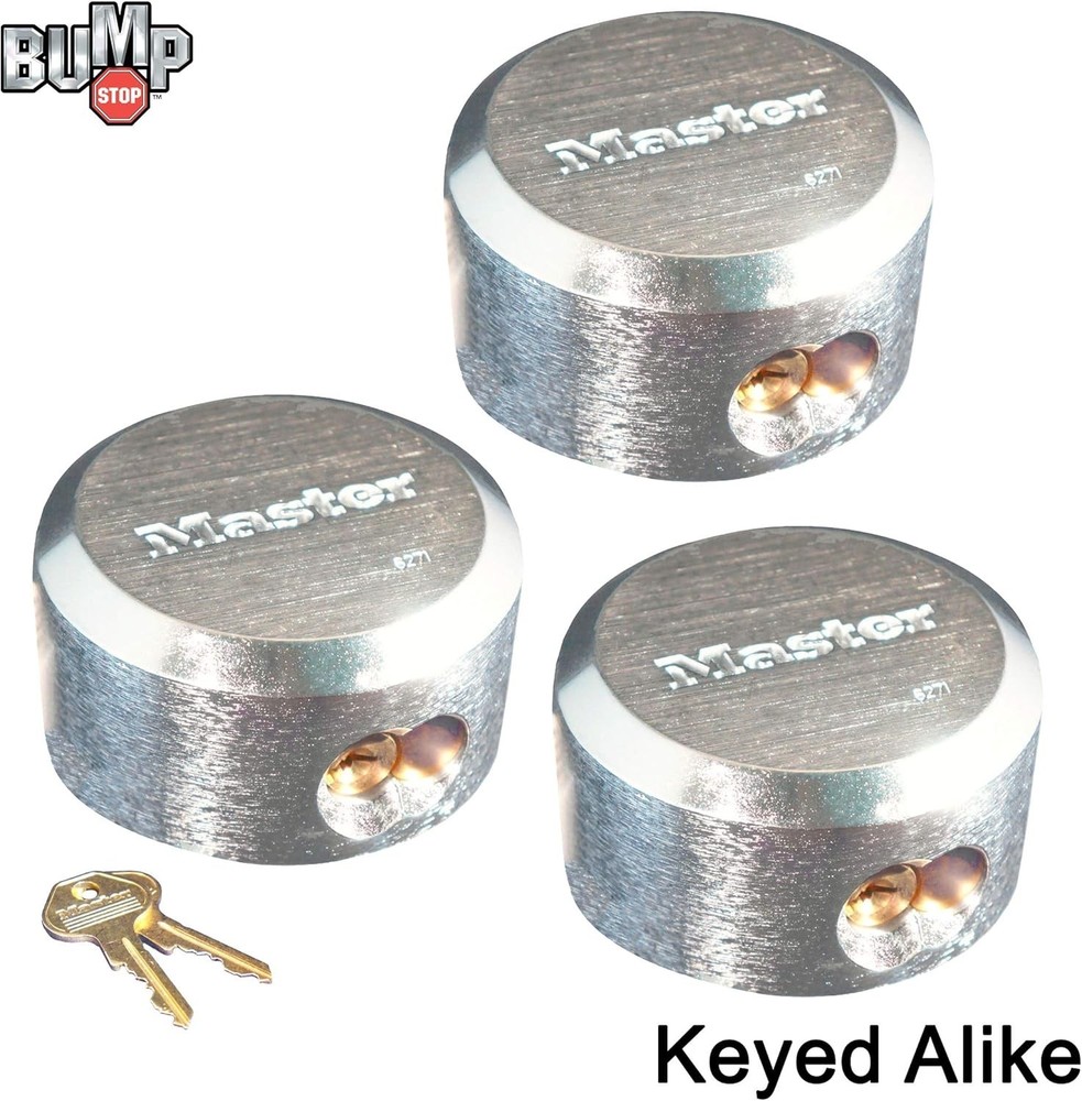 Master Lock Hidden Shackle Padlocks - (3) Keyed Alike w/ BumpStop  6271NKA-3