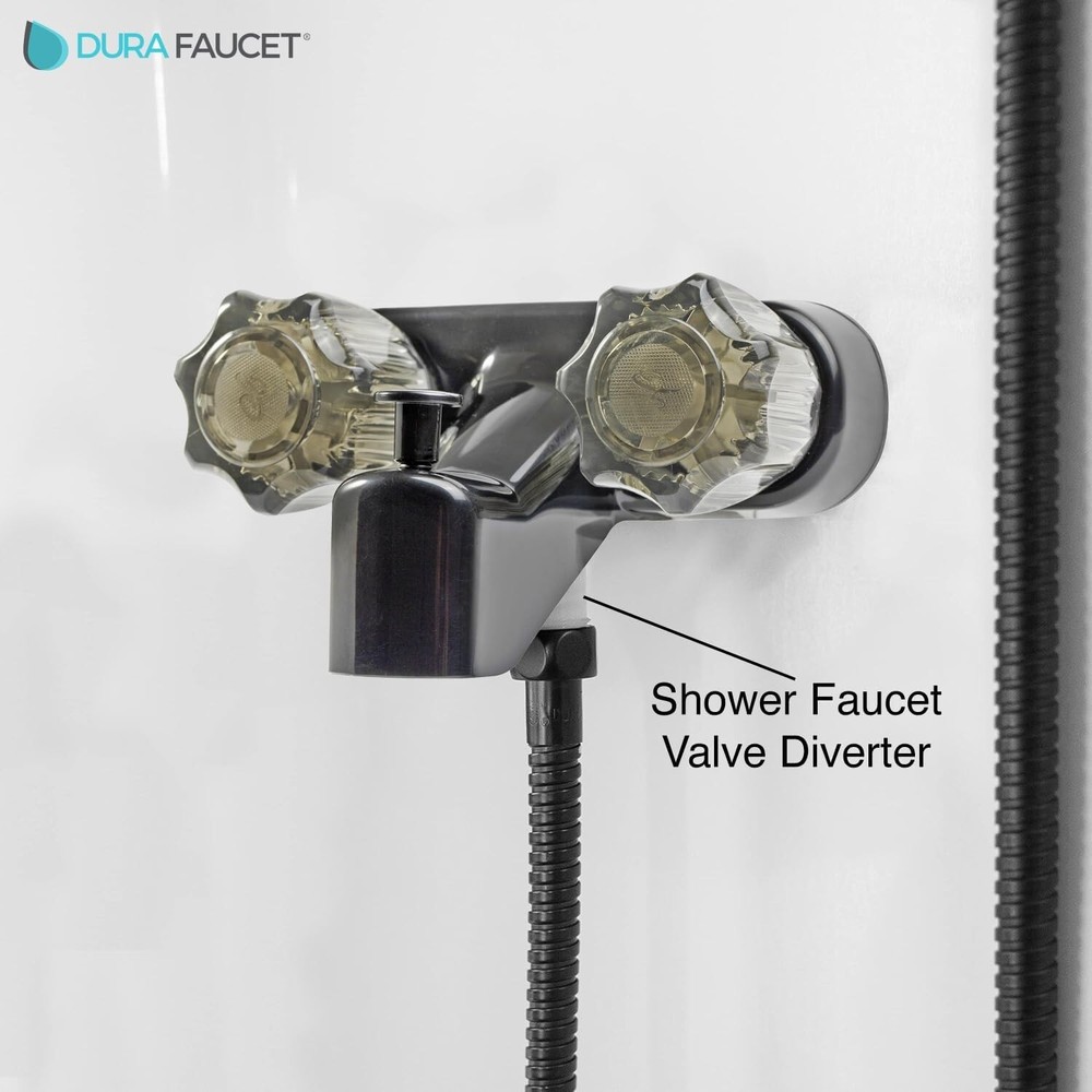 Smooth-Operating Black Diverter Faucet for RVs - Easy Install with Acrylic Knobs