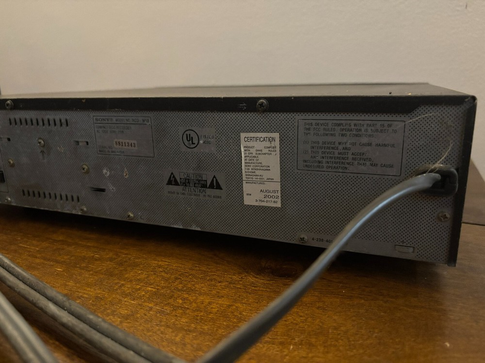 Rare Sony RCD-W10 Compact disc player Recorder Duplicator -Left reader defective