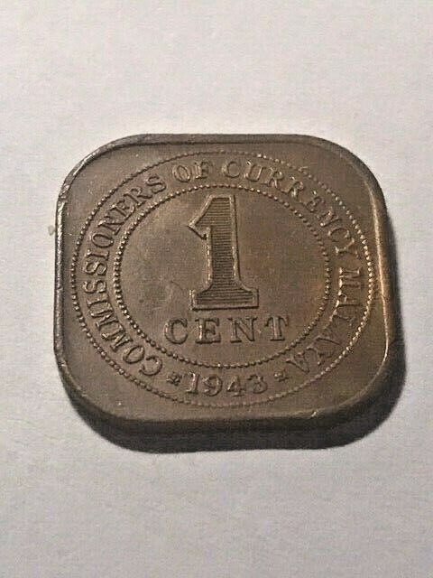 1943 Malaya 1 Cent AU #15353