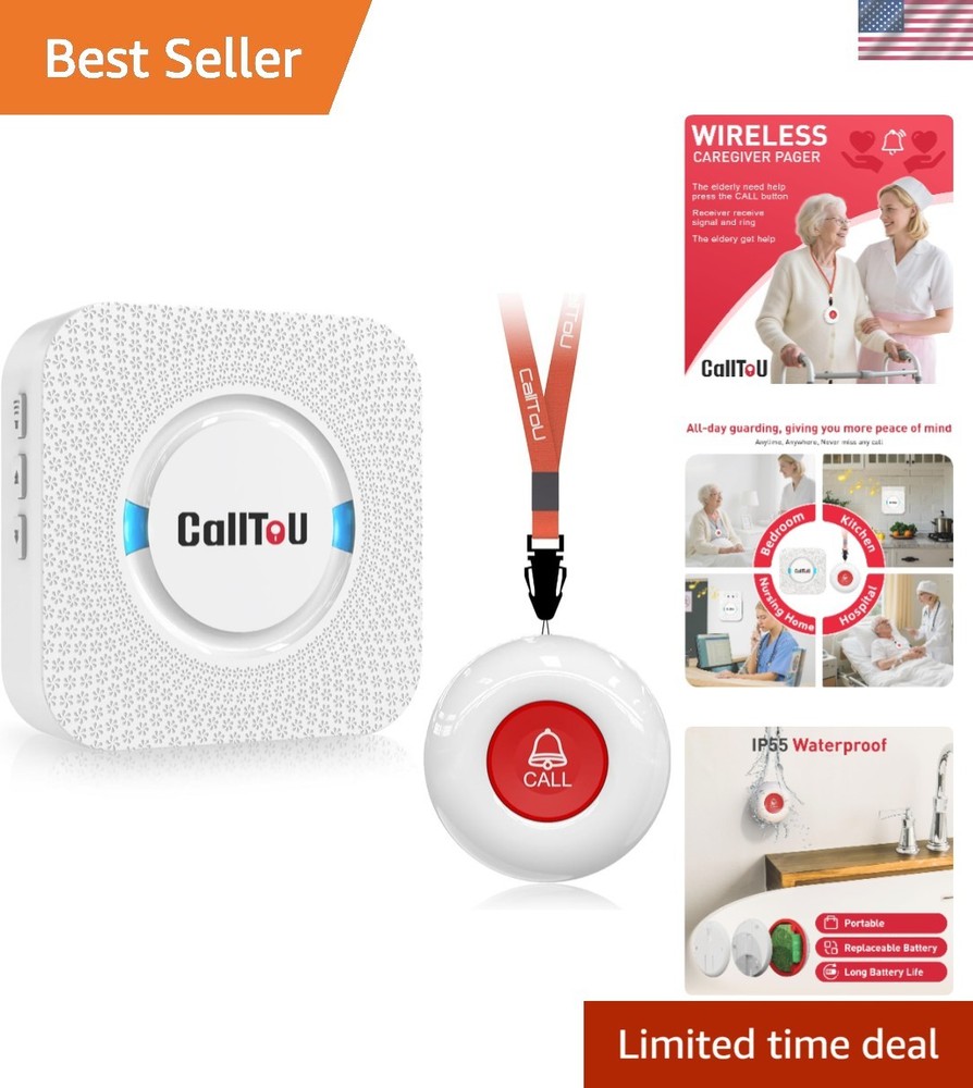 Nurse Alert Wireless Call Button with Waterproof Transmitter & 55 Ringtones