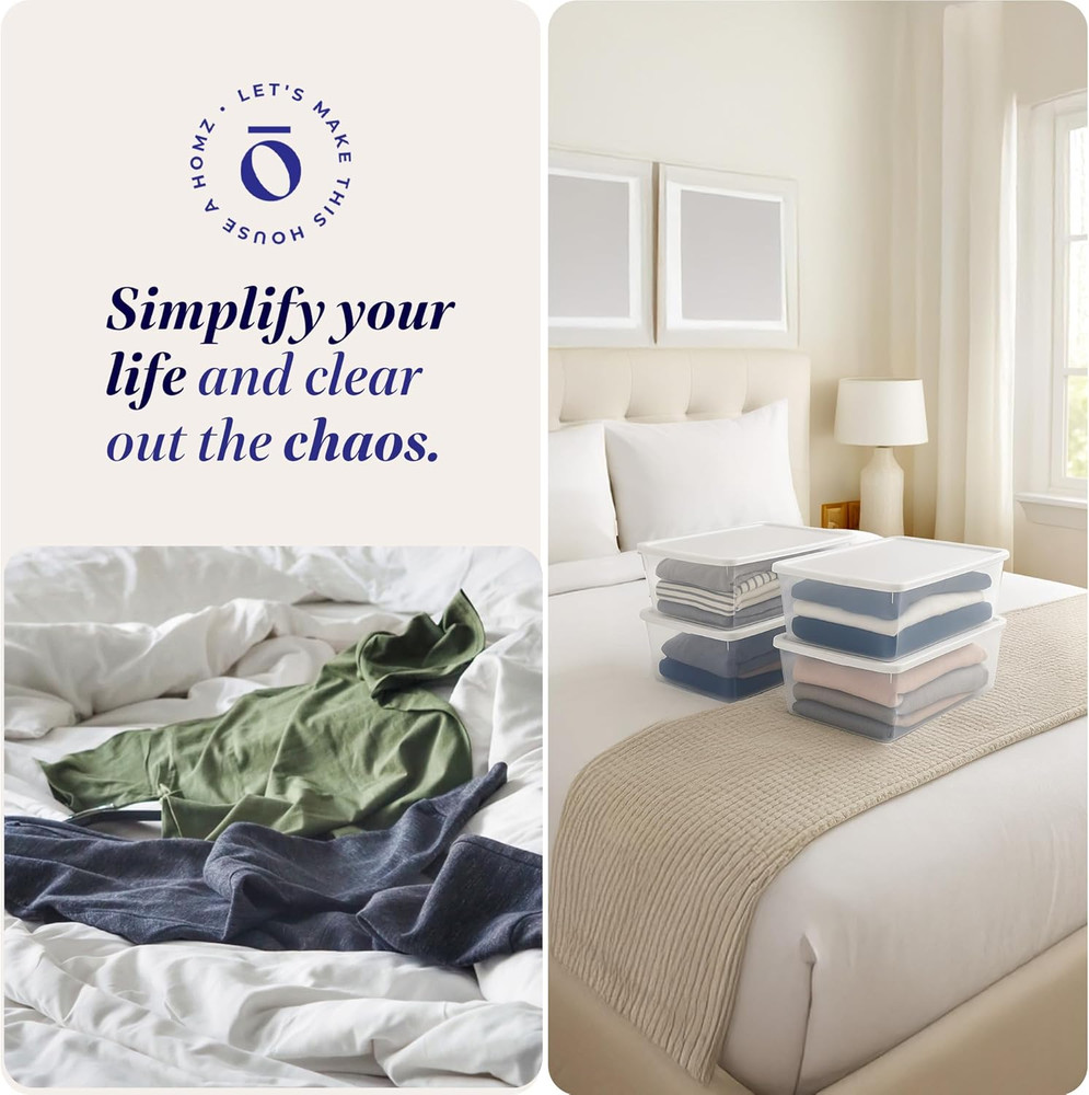 4-Pack Snaplock, Small Clear Plastic Storage Organizer Bins W/Lids, 12 Quart, Wh