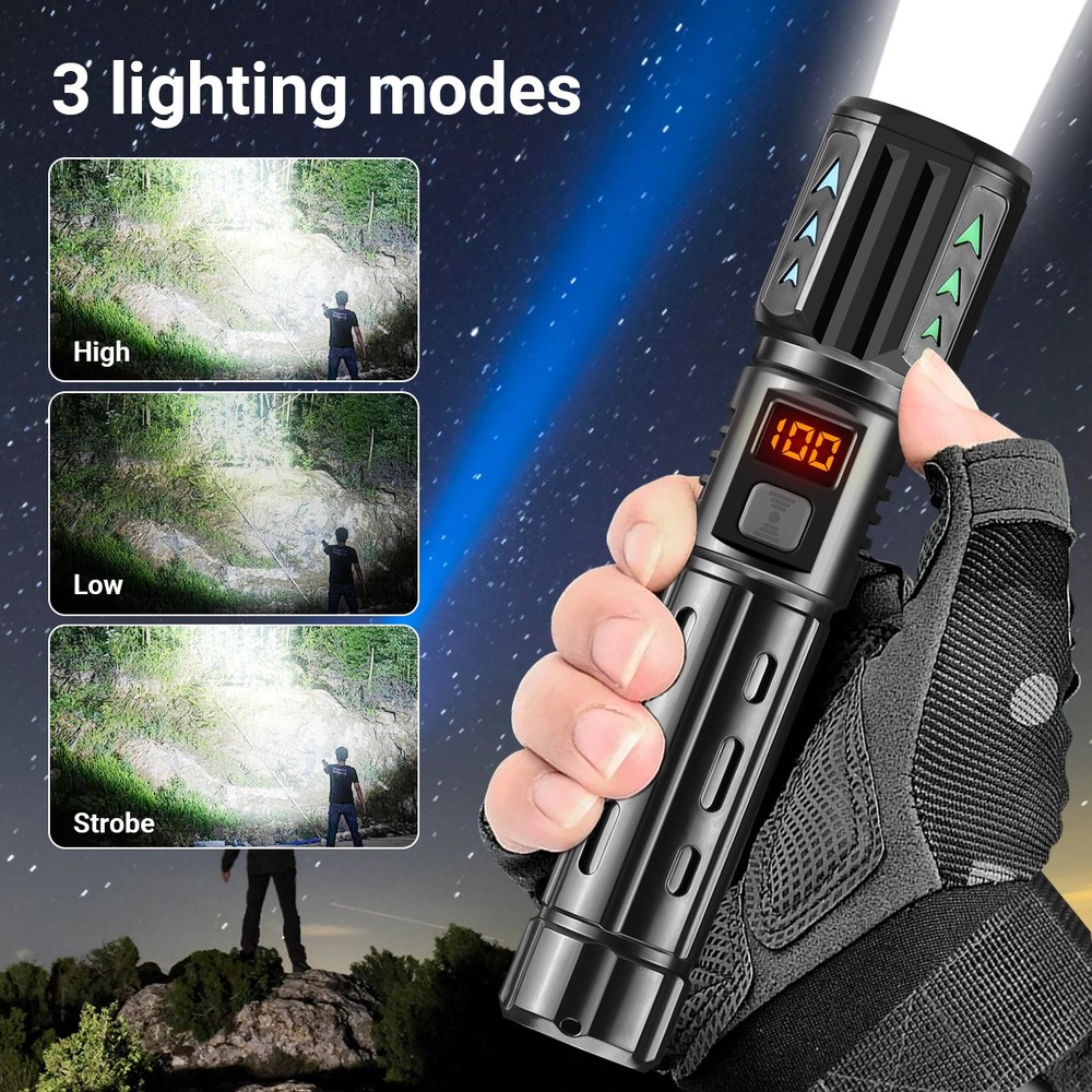 99000000Lumen Super Bright LED Flashlight Rechargeable Tactical Work Light Torch