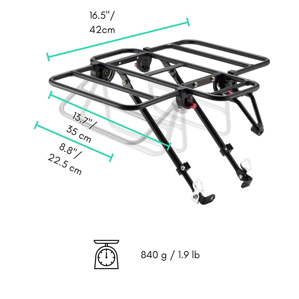 Expandable Bike Front Rack – Wide Pizza Rack Flatbed Platform with Foldable W...