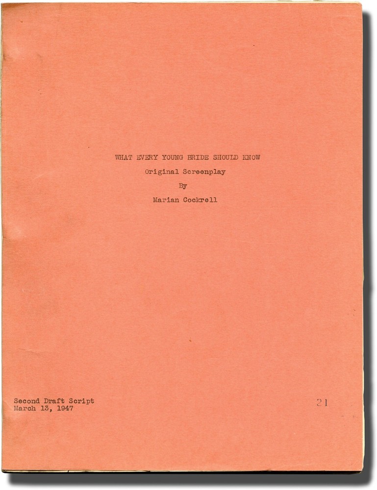 Marian Cockrell WHAT EVERY YOUNG BRIDE SHOULD KNOW Original screenplay #143476