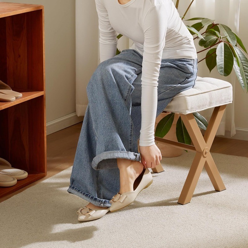 Royal Windsor Vanity Stool,Square Ottoman Stool Foot Rest