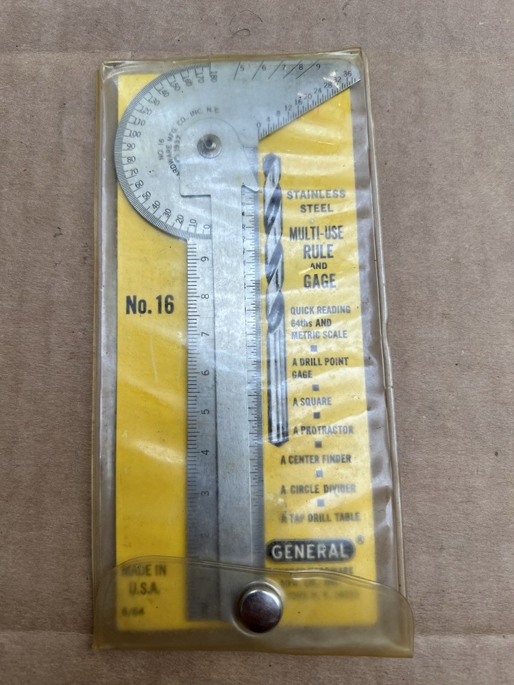 🇺🇸General Hardware Mfg. No. 16 Multi-Use Rule & Gage 64th Metric Scale🇺🇸