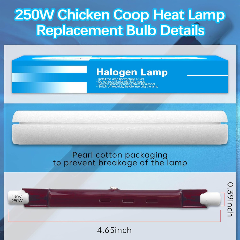 250Wbrooder Heater Replacement Bulb, 4000-5000 Hours Work, Brooder Heater for Ch