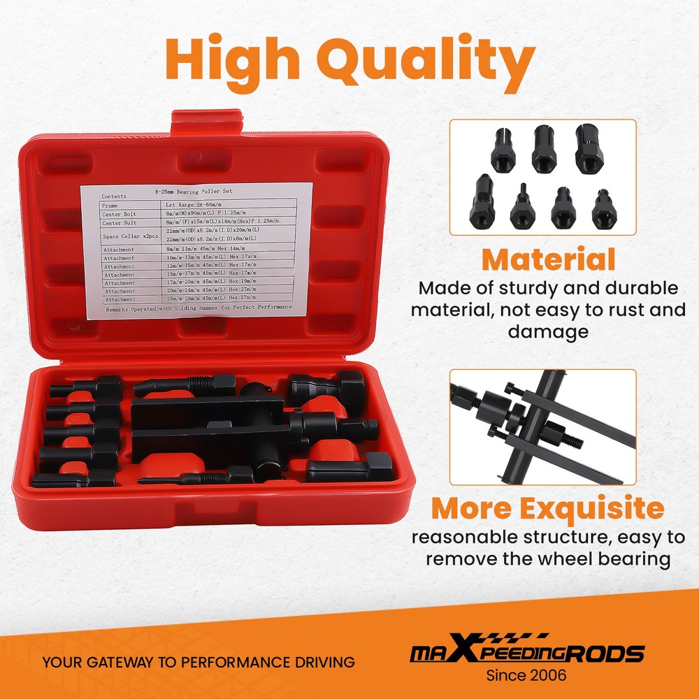 8-25MM Motorcycle Internal Bearing Puller Set Inner Bearing Puller Sets w/ Box