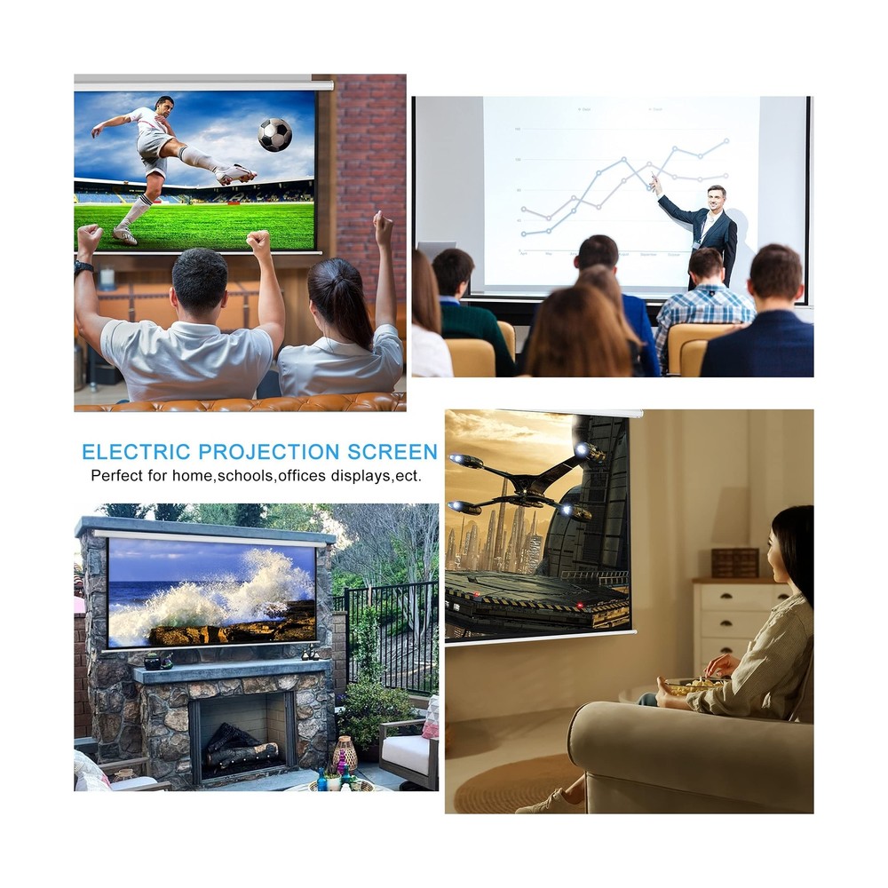 Kayle 110" Motorized Projector Screen Electric Diagonal Automatic Projection ...