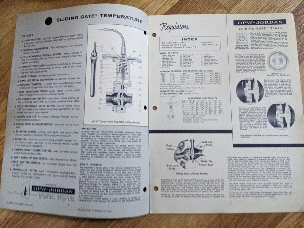 OPW-JORDAN SLIDING GATE TEMPERATURE REGULATORS 1960 CATALOG