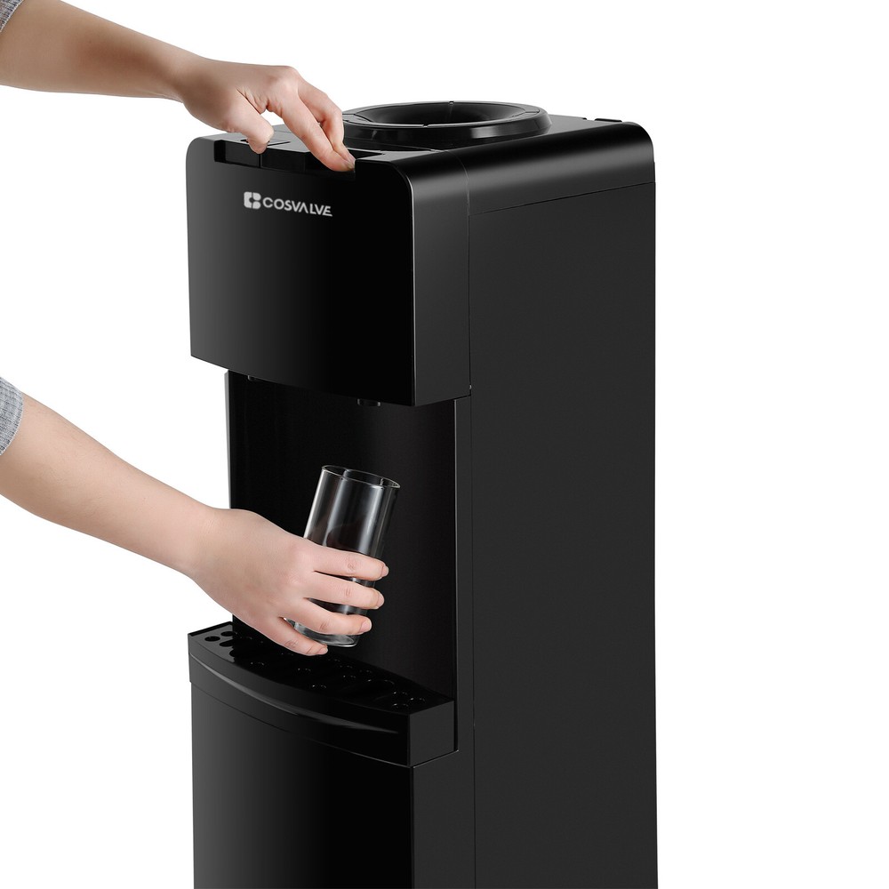 Top Loading Hot/Cold Water Dispenser Compressor Refrigeration Water Cooler Black