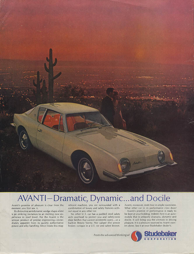 Dramatic Dynamic and Docile Studebaker Avanti ad 1963 H