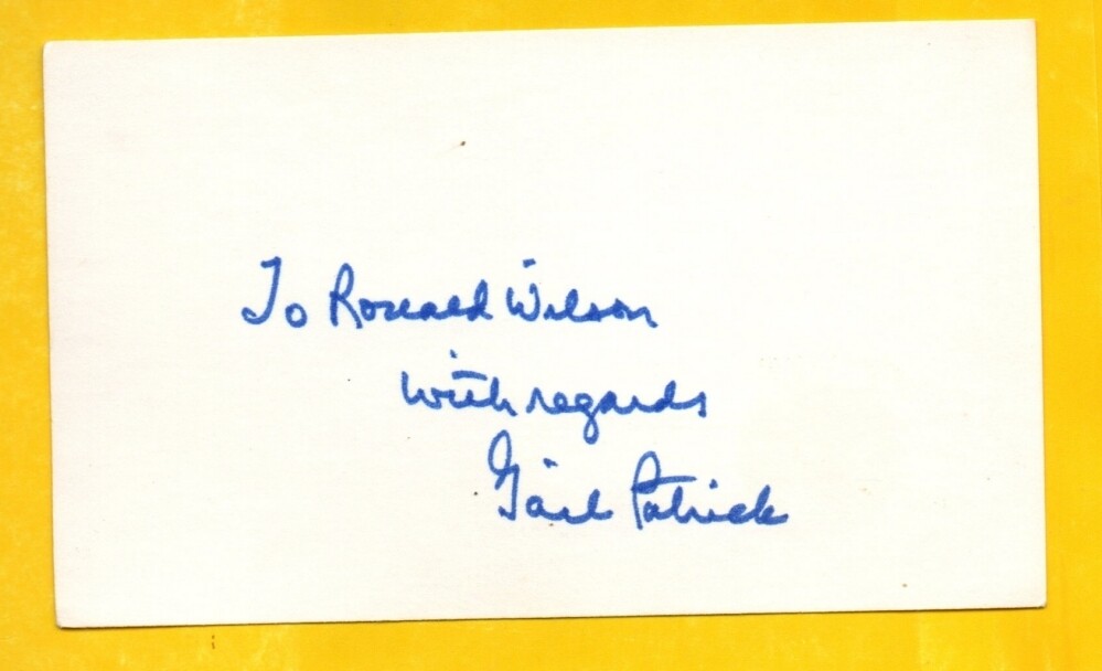 P-GAIL PATRICK autographed index card with COA