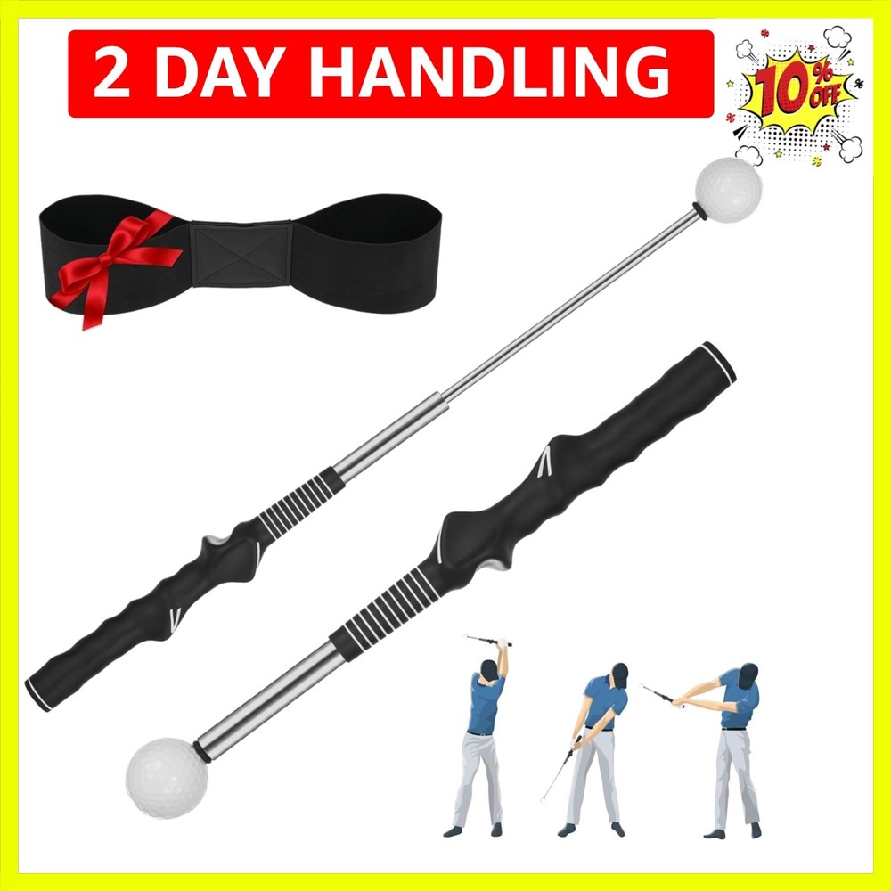 5-in-1 Retractable Golf Swing Trainer, Training Aid with Grip Trainer, Swing ...