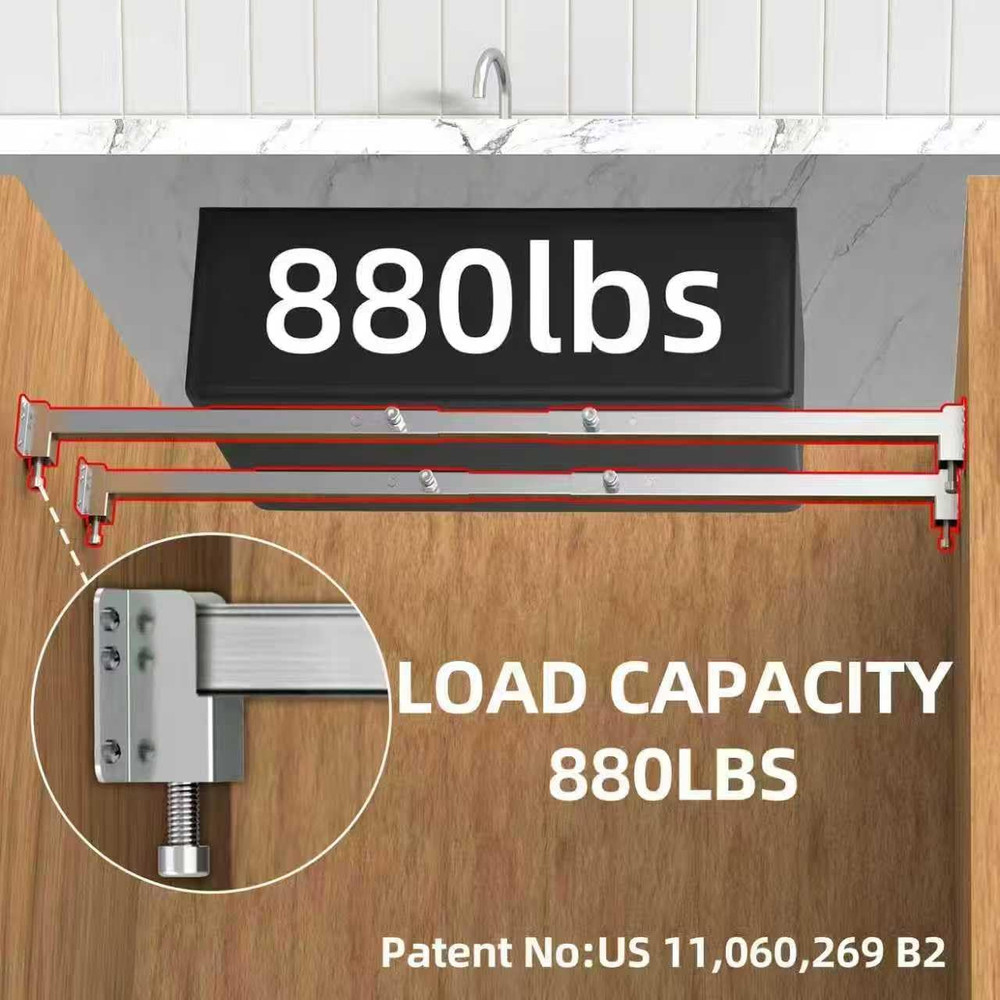 Qualward Undermount Sink Brackets,Adjustable Undermount Sink Support, Stainless