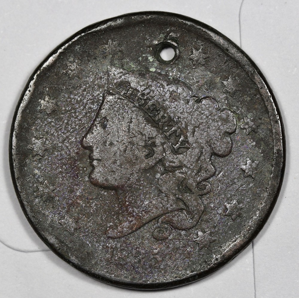 1835 Large Cent.  Holed.  212565