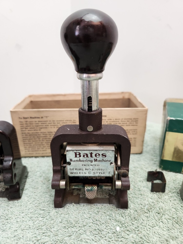 2 Bates Multiple 4 Movement Numbering Machine 6 Wheel & Box