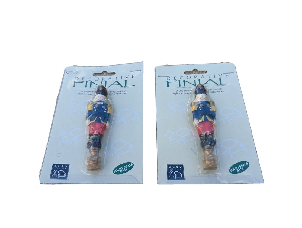 Nutcracker Lamp Finial Decorative SetOf2 Original Package Solid Brass Base aug23
