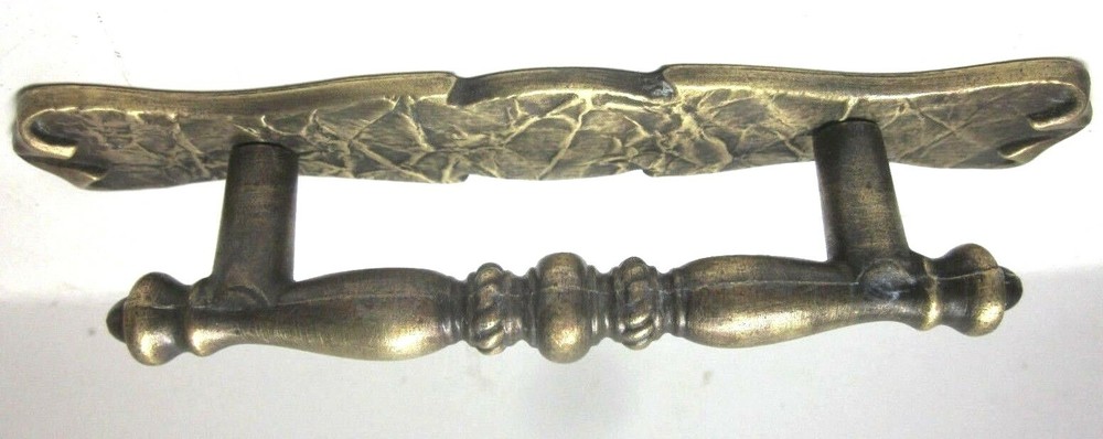 Amerock 176 Carriage 1971 Dark Hammered Brass Pull Handle & Backplate 3" Centers