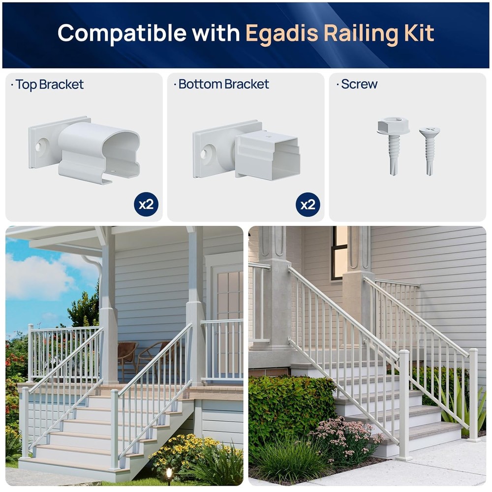 4 Pack Aluminum Deck Railing Bracket Connector, Adjustable Railing Bracket, Whit