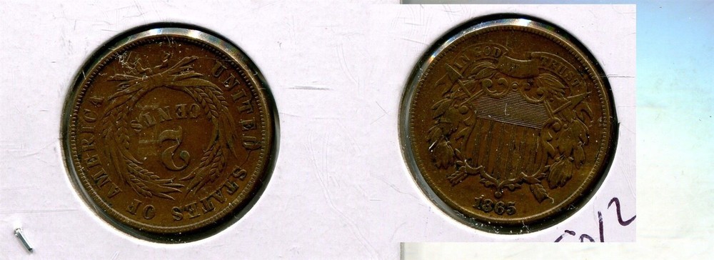 1865 TWO CENT PIECE TYPE COIN XF 5012T