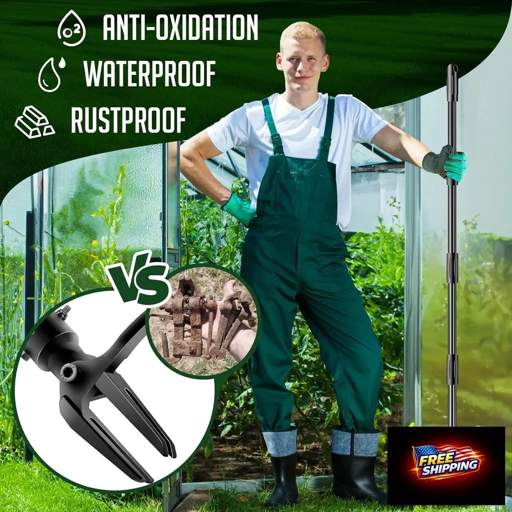 Weed-Puller-Tool-with-Long-Handle, 63" Adjustable Stand Up Weeding Tool with Hea