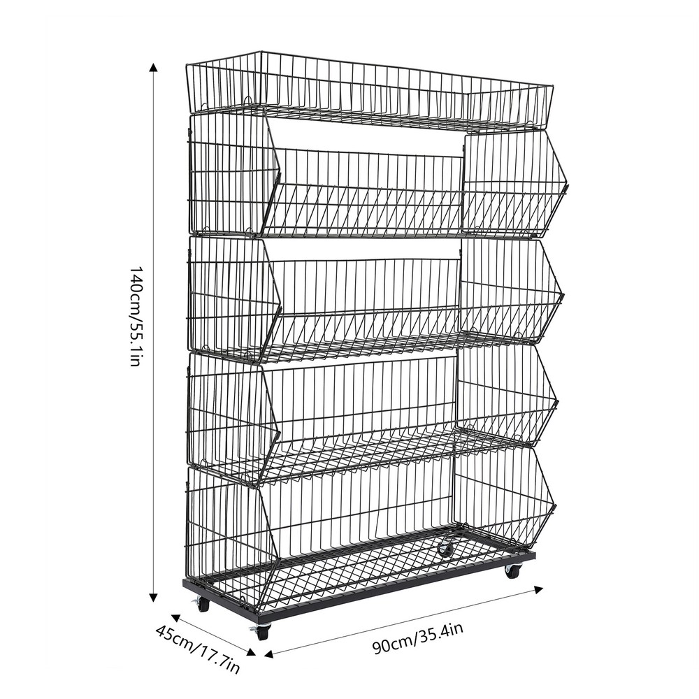 5 Tier Wire Grid Retail Display Shelf Merchandise Display Rack Stand