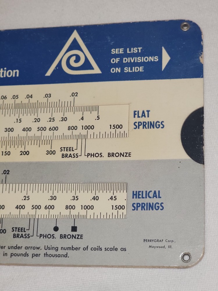 Vintage Spring Weight Calculator 1960 Sprind Data Computer Associated Spring Co