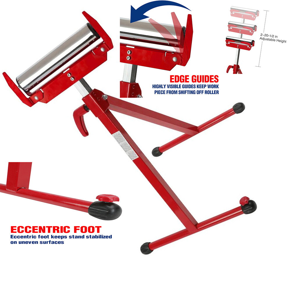 WORKPRO Folding Roller Stand Height Adjustable Heavy Duty 250 LB Load Capacity