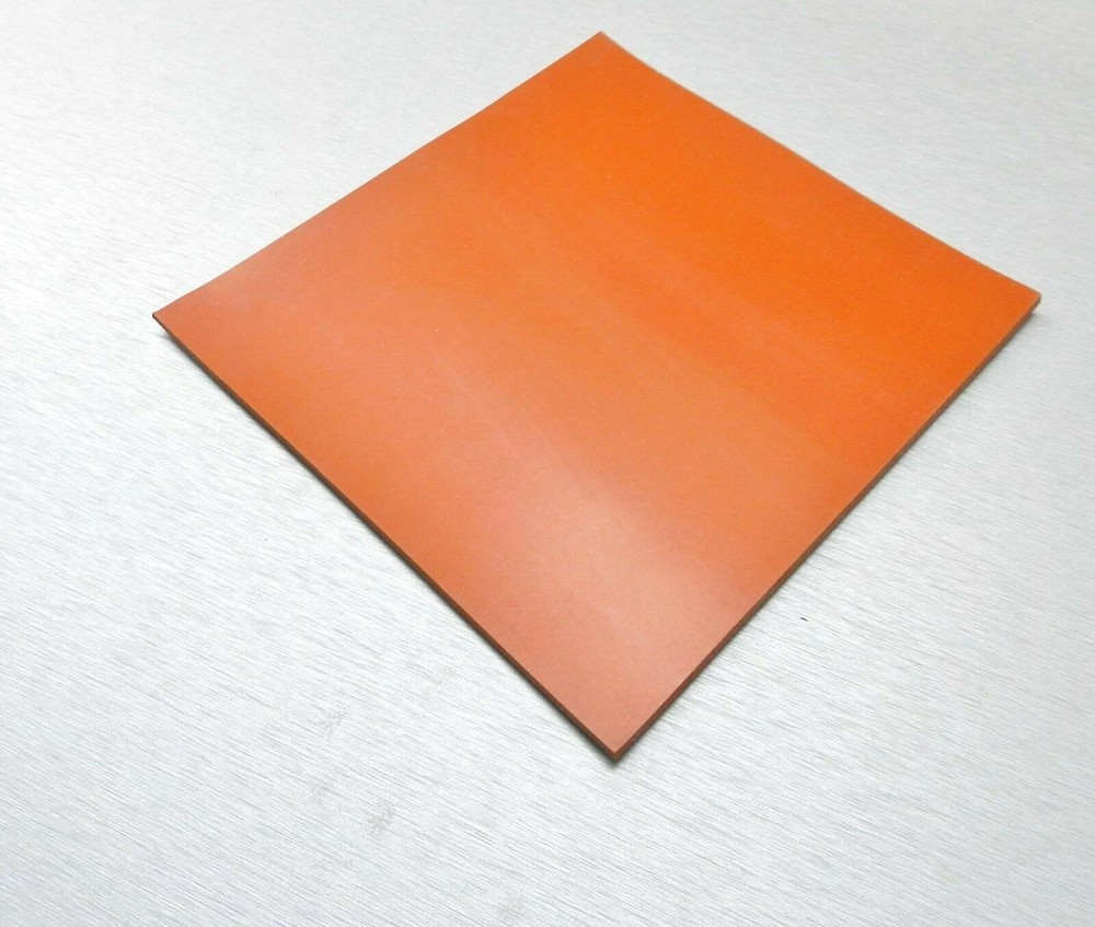 Silicone Rubber Pad High Temp Solid Red/Orange Grade Sheet 6" x 6" x 1/4" Thick