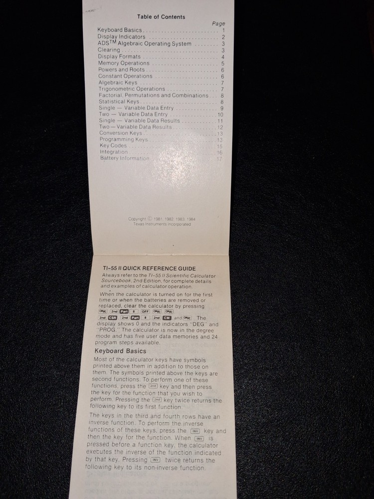 Texas Instruments TI-55 II Programmable Calculator – Works With Case And Manual