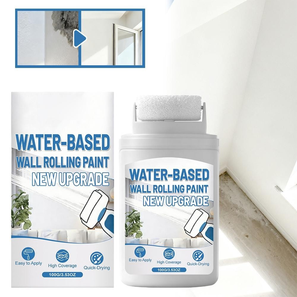 White Wall Paint Roller, Fast-Drying Water-Based Wall Repair Rolling Brush