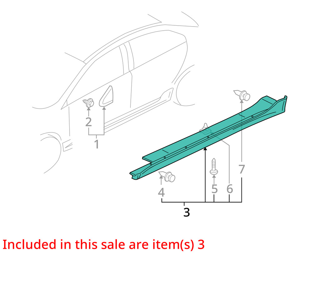 LEFT WHT ROCKER PANEL MOULDING OEM 2014 MITSUBISHI LANCERMIT 6512A487