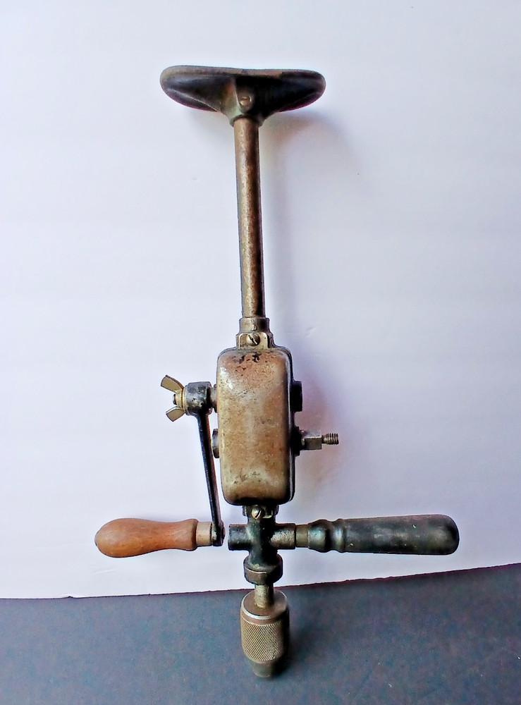 Antique Vintage Manual Hand Drill Chest Tool