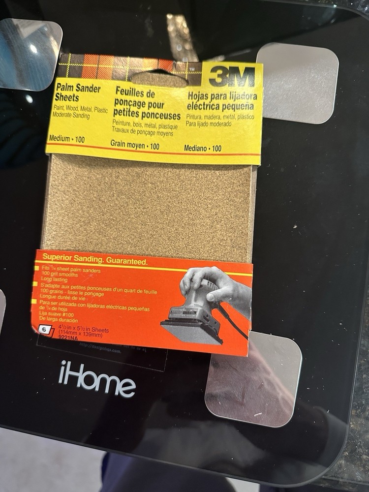3M Palm Sanding Sheets 1/4 Sheets 100 Medium Grit 6 Count  (9221ES-C) FS