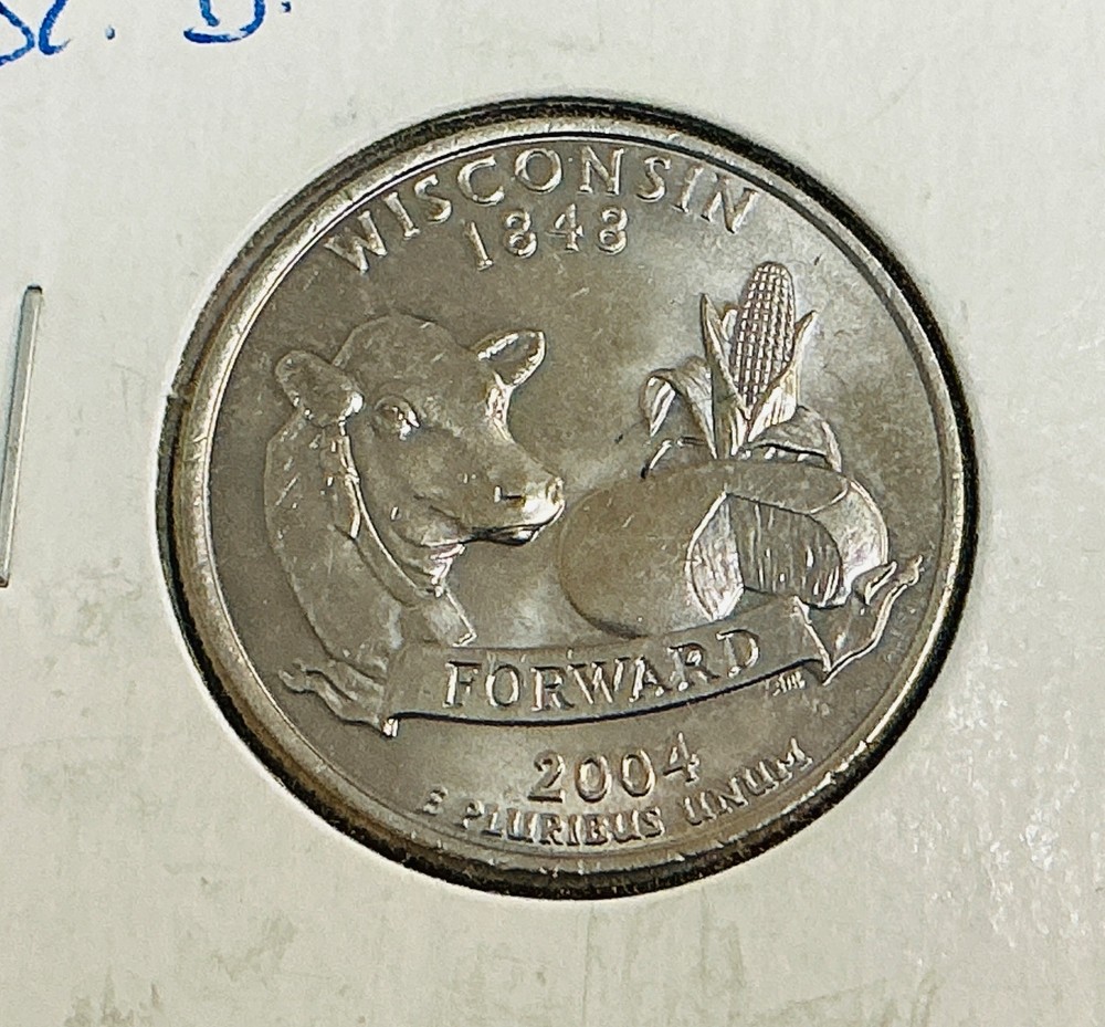 2004-D Washington Quarter - Wisconsin - Low Leaf error - BU.