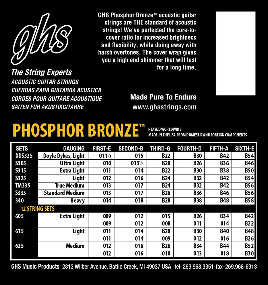 GHS Phosphor Bronze Acoustic Guitar Strings