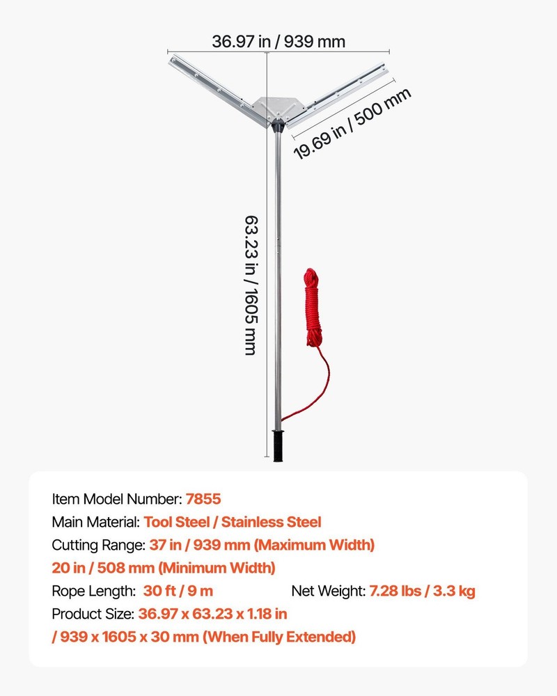 Pond Cleaner Cutter 37in Width Heavy Duty Blade 30ft Pull Rope