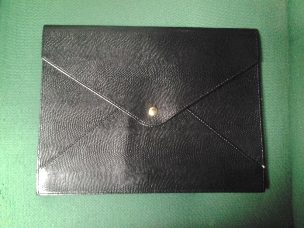 Black Faux Leather Business Pouch