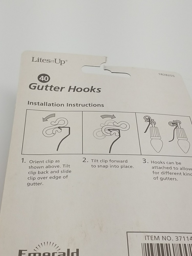 Lites Up Gutter Hooks Christmas String Lights 40 Pack Vintage