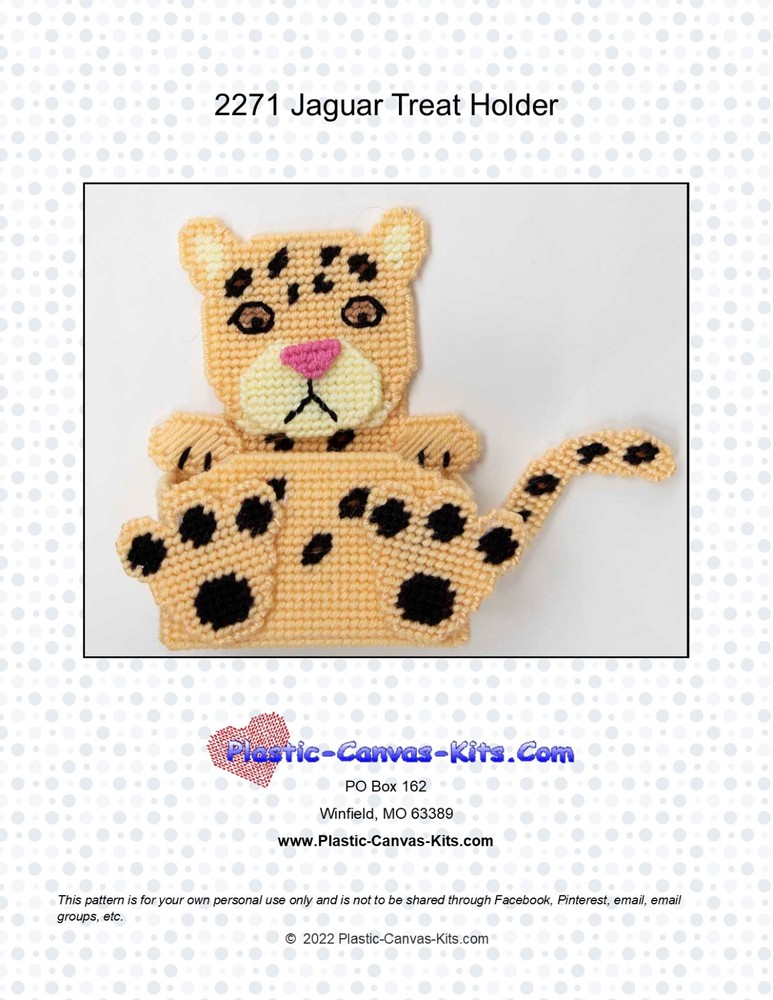 Jaguar Treat Holder- Plastic Canvas Pattern or Kit