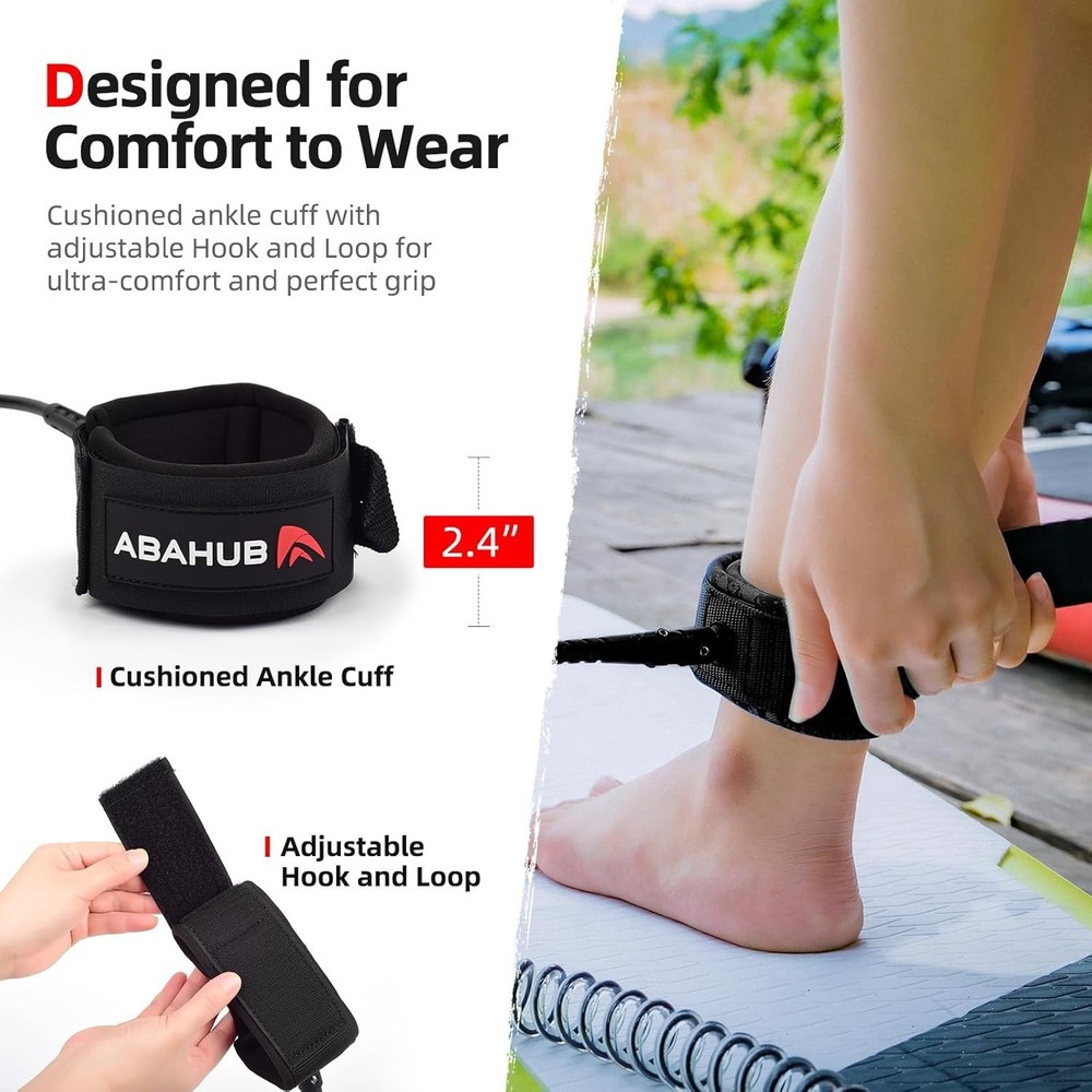 10 ft Coiled SUP Leash - Durable and Comfortable Paddleboard Connection