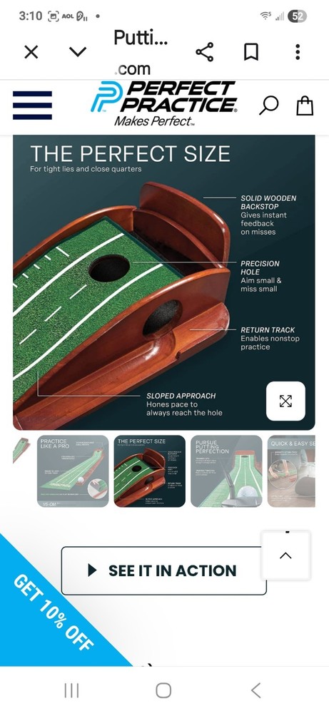 PERFECT PRACTICE Putting Mat Compact 8 Feet NEW