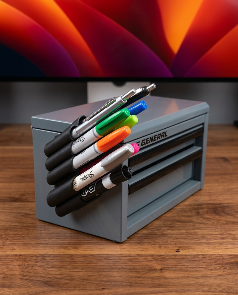 Universal Mini Toolbox Organizer, 9-Slot Pen Holder, Workspace Storage